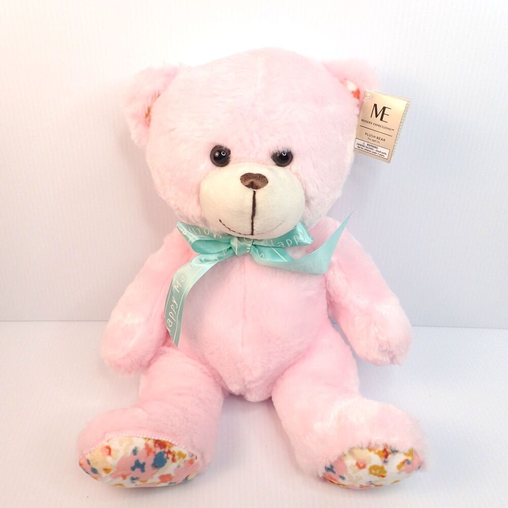 Walgreens Plush Happy Mothers Day Ribbon Pink Teddy Bear Floral Feet W/tag